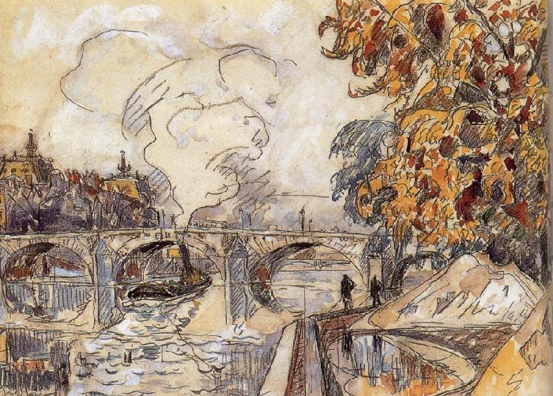 Paul Signac Bridge and station China oil painting art